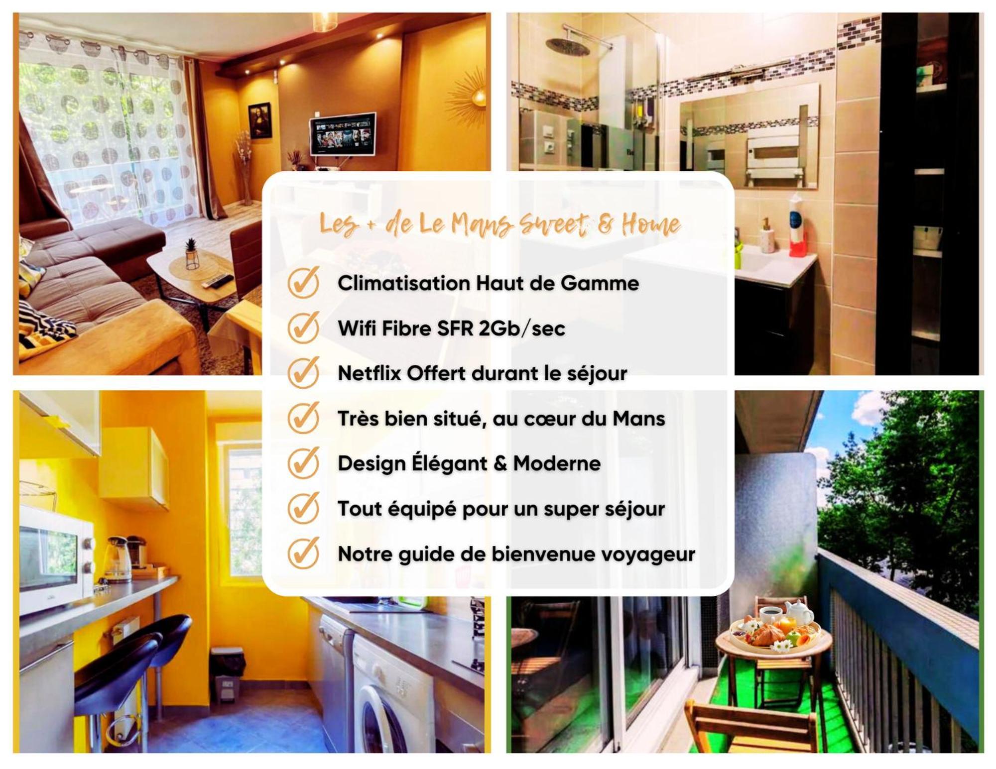 Le Mans City Sweet & Home - Climatise - Netflix - Wifi Fibre - Parking - Proche Circuit Des 24H & Centre-Ville - Accordhebergementconciergerie Bagian luar foto